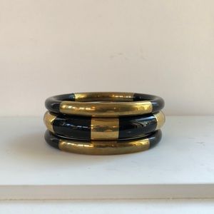 Vintage Brass and Horn Bangle Bracelets